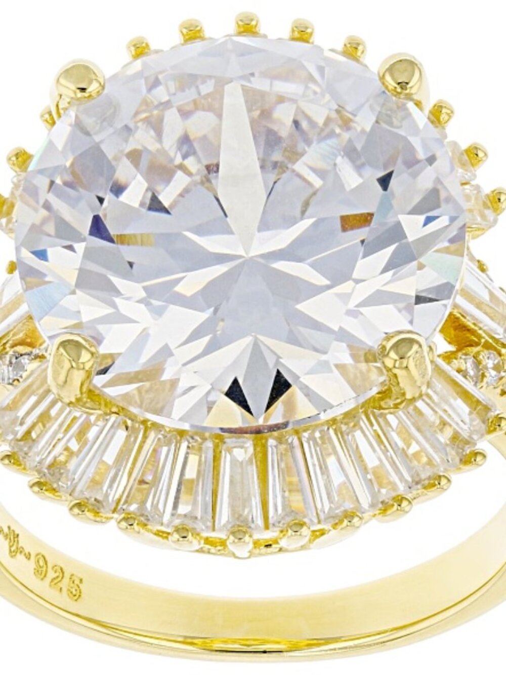 Bella Luce 18K Yellow Gold Plated Cocktail Ring 18.02ctw. Size 10